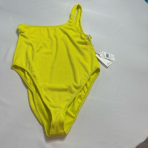NWT Good American Electric Yellow One Piece Bathing Suit Swimsuit Size 5/6 New - Picture 1 of 7